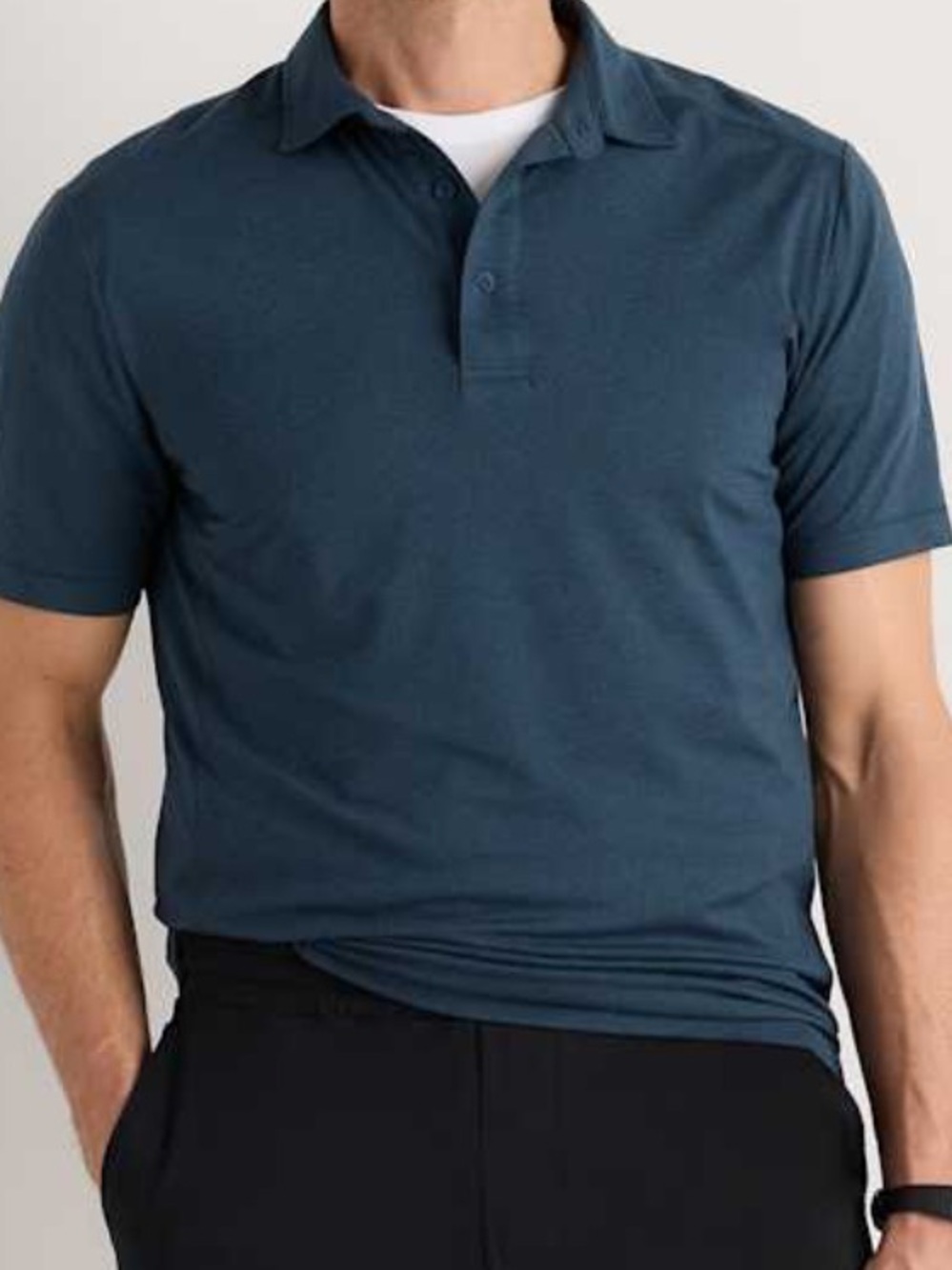 Quince Polo Shirt Mens L Blue Lightweight Stretch Performance Golf Casual